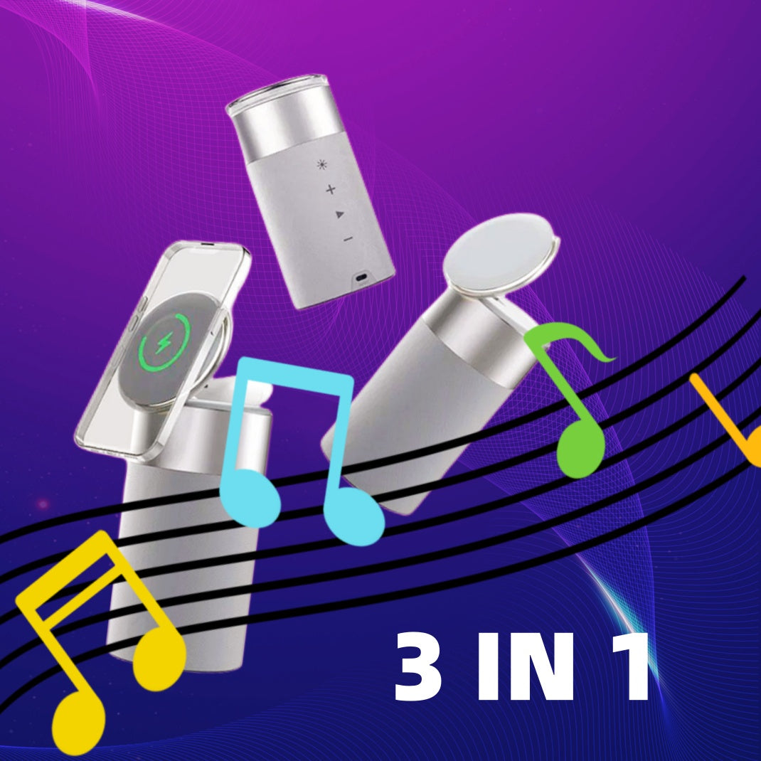 Chargeur sans fil 3 en 1 avec haut-parleur Bluetooth et lampe tactile