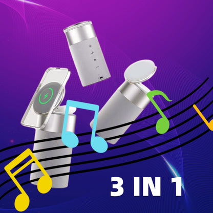 Chargeur sans fil 3 en 1 avec haut-parleur Bluetooth et lampe tactile